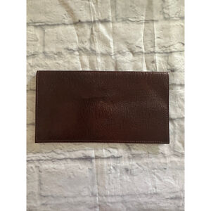 Vintage Tilley Genuine Calf Leather Long Wallet Brown Made in England Checkbook